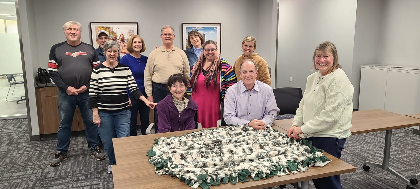 Making tie-blankets for dialysis patients