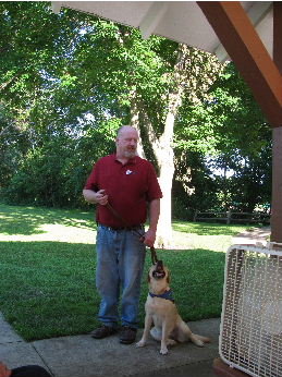 Jerry Rolland with one of the real dogs