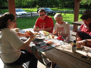 The Johnson families creating their hot dog entries