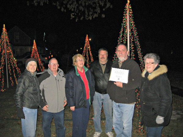 L-R Judy Johnson, Fred Fricke, Mary Halstead, Mayor Bill Roberts, Rick Ross, Pres. Hazel Fricke