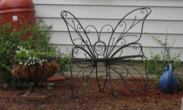 Buterfly Bench and Gwen Has Two Rain Barrels